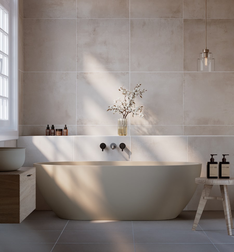 A deep bath in the bathhouse, morning light